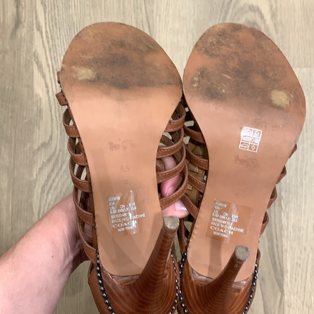 EUC Coach Kia Cognac Gladiator high heel leather sandals size 8.5 - Picture 5 of 6